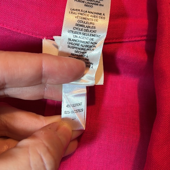 Chico’s 100% Linen Magenta Pink Eyelet Open Embroidery Broderie Anglaise Blazer - Picture 9 of 10